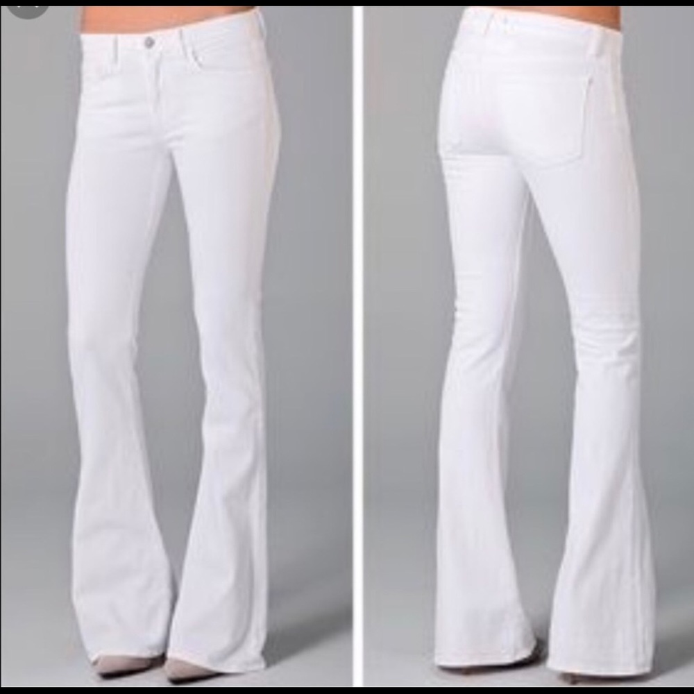 J Brand White Low Rise Flare Jeans